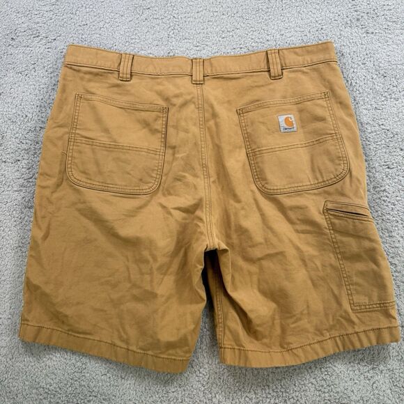 S Carhartt Shorts Mens 40 Khaki Rugged Flex Relaxed Fit Canvas Work Utility - Picture 5 of 8